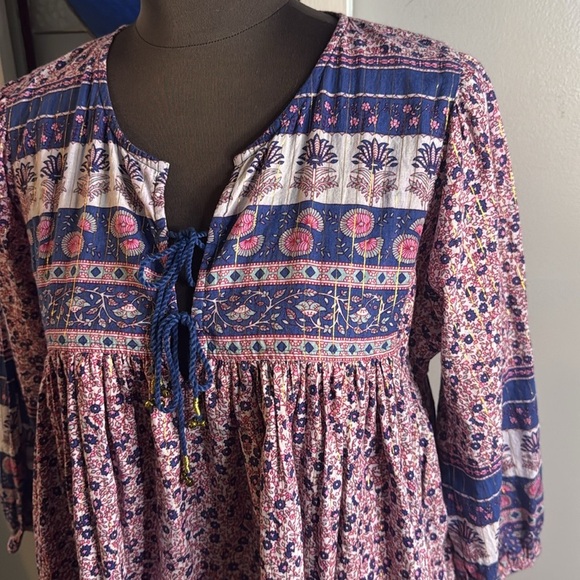 Pink Chicken Boho Block Print Jade Dress SZ Medium - Picture 3 of 10